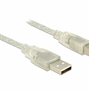 Cablu USB 2.0 tip A-B cu ferita 3M transparent, Delock