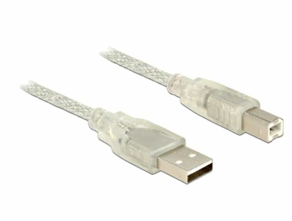 Cablu USB 2.0 tip A-B cu ferita 3M transparent, Delock